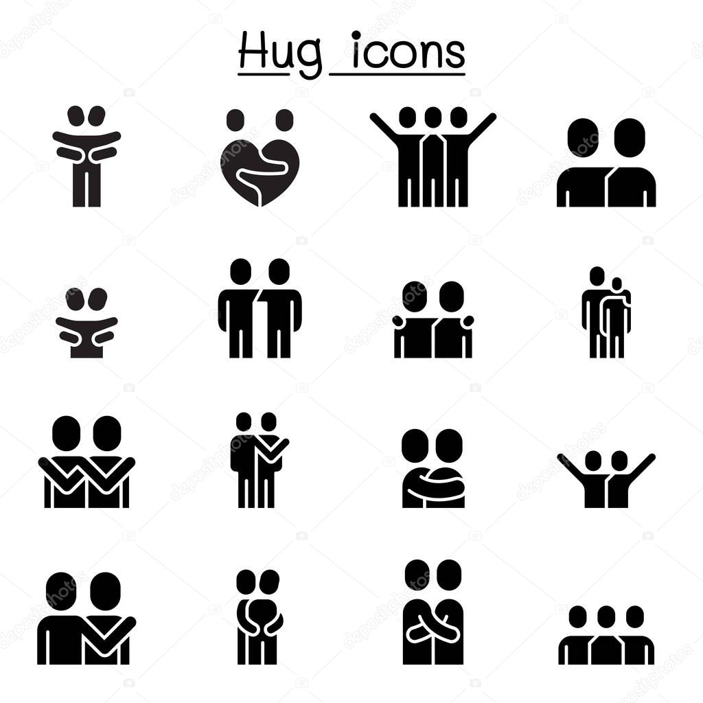Lover, hug, friendship, relationship icon set vector illustration graphic design