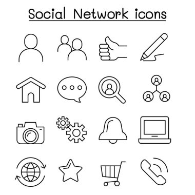 İnce çizgi tarzı sosyal ağ simgesini ayarla