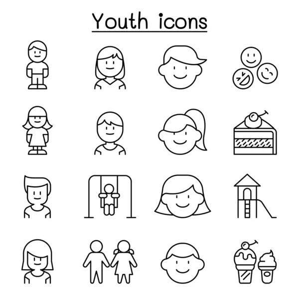 Ifjúsági ikon vékony vonalú stílusban — Stock Vector