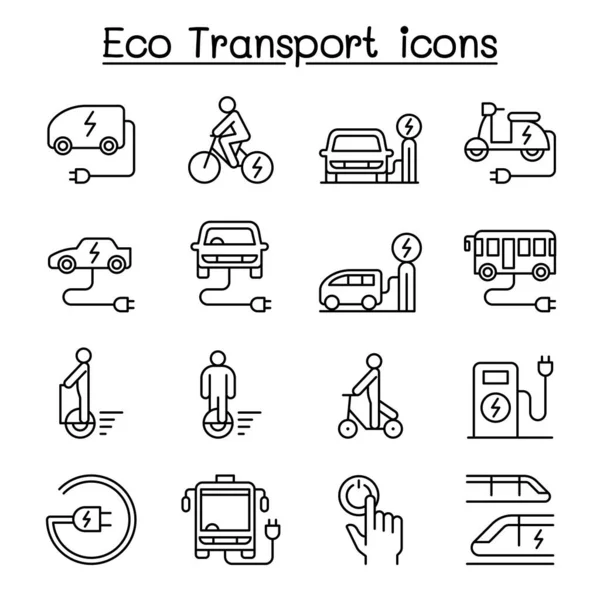 Icono de transporte ecológico engastado en linestyle delgado — Vector de stock