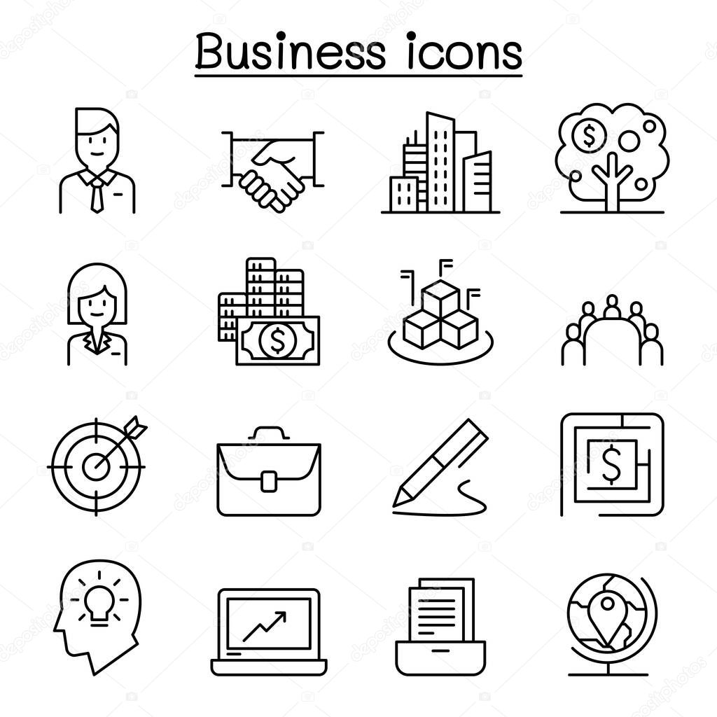 Business icon set in thin line style