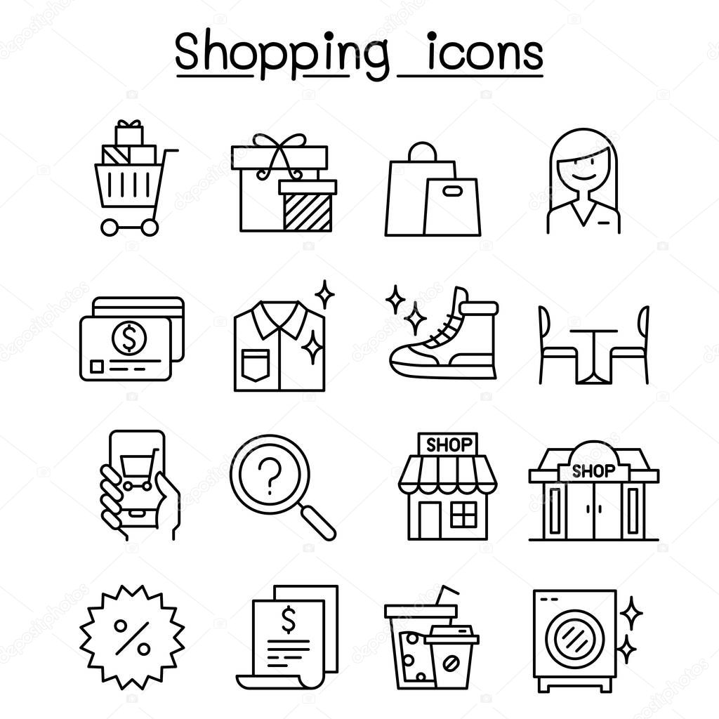 Shopping icon set in thin line style