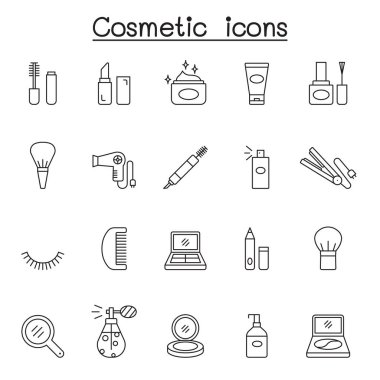 İnce çizgi biçiminde ayarlanmış kozmetik simgeleri
