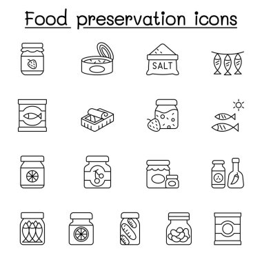 Gıda koruma simgeleri ince çizgi biçiminde ayarlandı