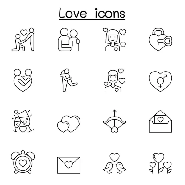 Icône Amour Dans Style Ligne Mince — Image vectorielle