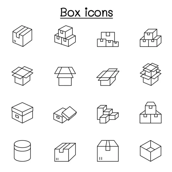 Box Icons Dünnschichtstil — Stockvektor