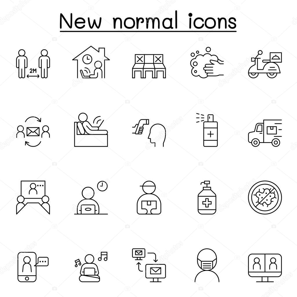 New normal icons set in thin line style
