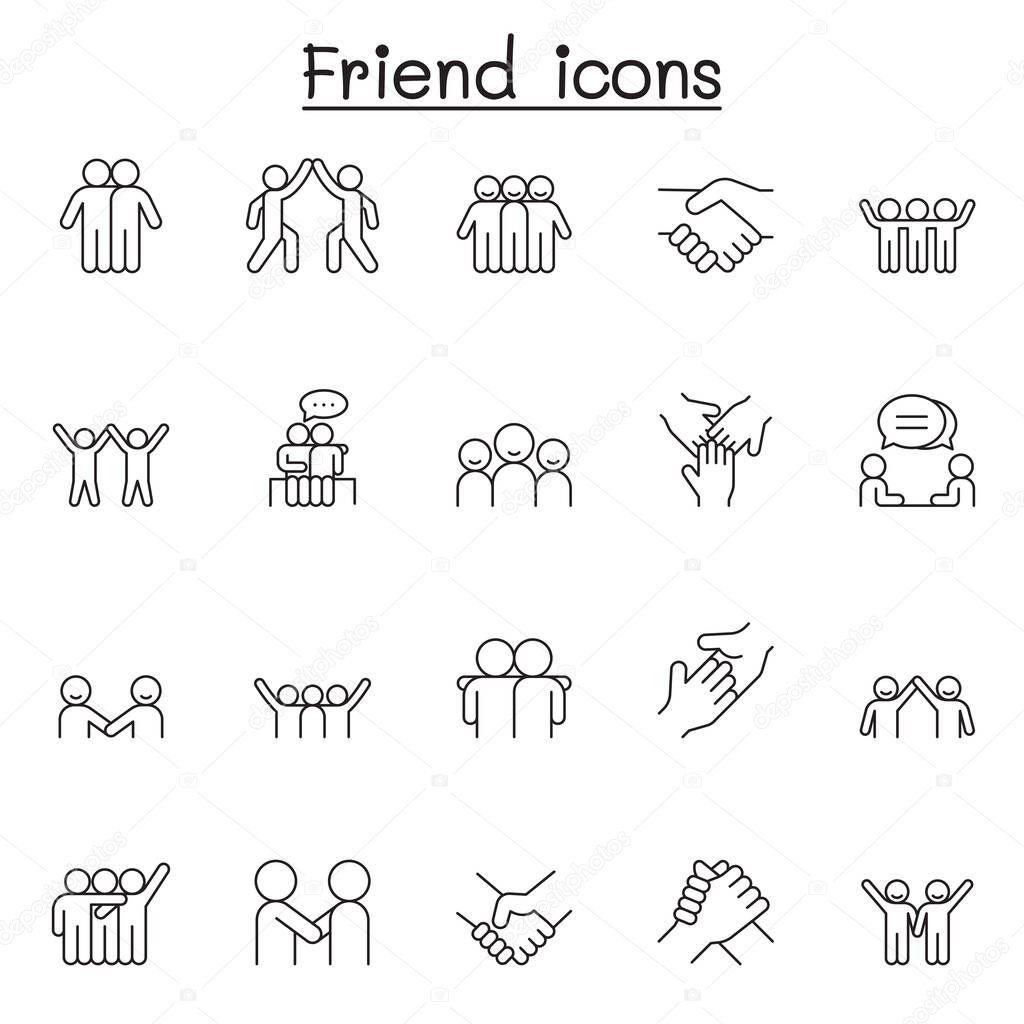 Friend icon set in thin line style