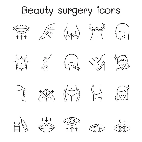 Plastic Surgery Icon Set Thin Line Style — Stock Vector