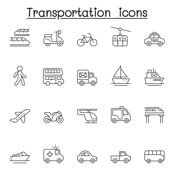 Набір Значків Транспорту Тонкої Лінії — стоковий вектор