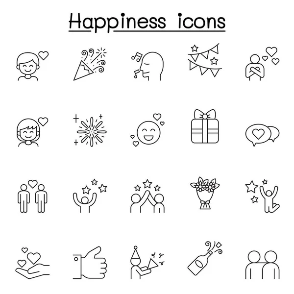 Set Von Happy Related Vector Line Icons Enthält Symbole Wie — Stockvektor