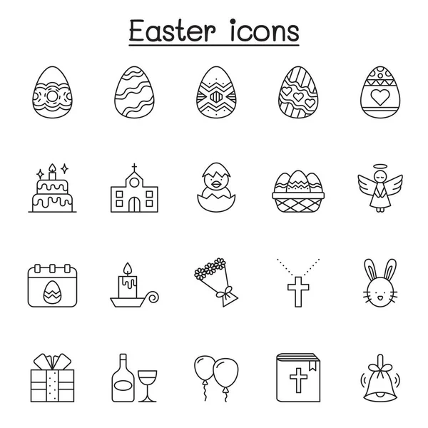 Set Easter Related Vector Line Icons Contains Icons Egg Gift — Stock Vector