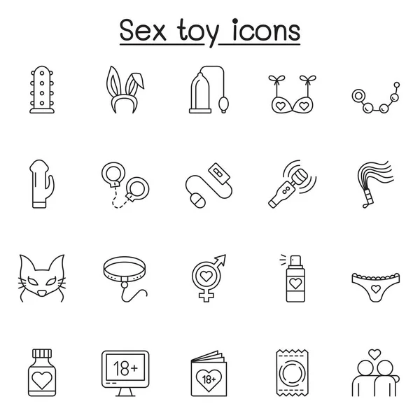 Set Sex Toys Related Vector Line Icons Contains Icons Cosplay — 스톡 벡터