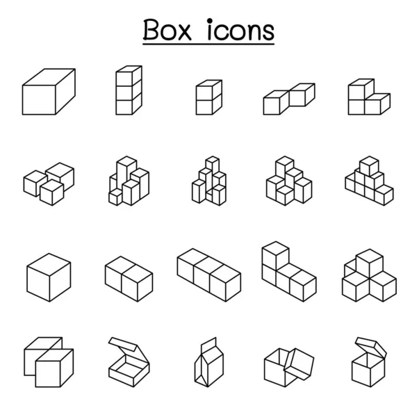 Box Icons Dünnschichtstil — Stockvektor