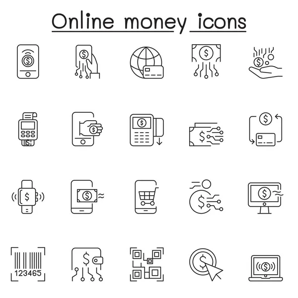 Set Online Money Related Vector Line Icons Contains Icons Crypto — Stock Vector