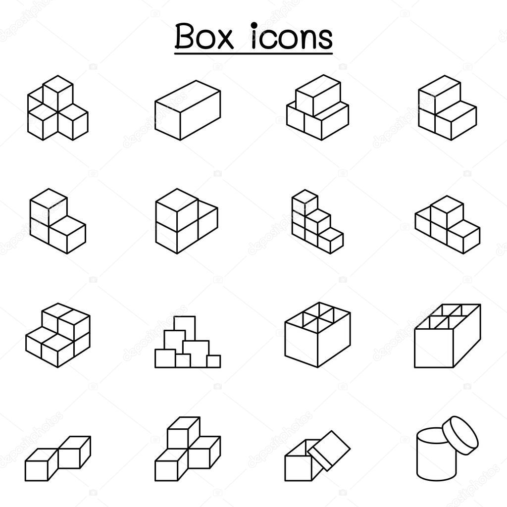 Box icons in thin line style
