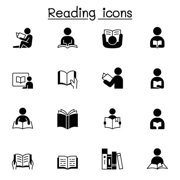 Reading Icons Set Vector Illustration Graphic Design — Stock Vector