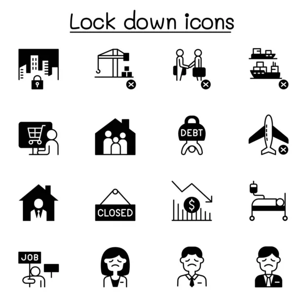 Bloquear Ícones Definir Design Gráfico Ilustração Vetorial — Vetor de Stock