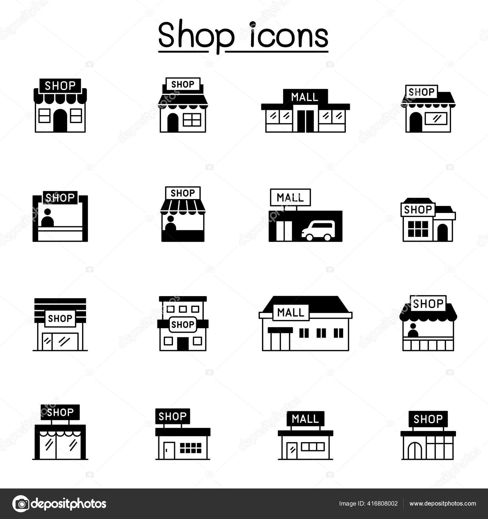 Convenience store icon set, Super market and shopping mall