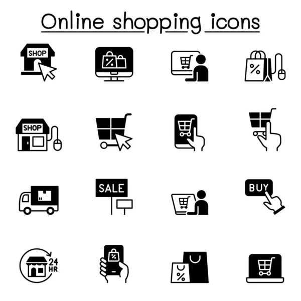 Shopping Online Icon Set Vector Illustration Graphic Design — Stock Vector