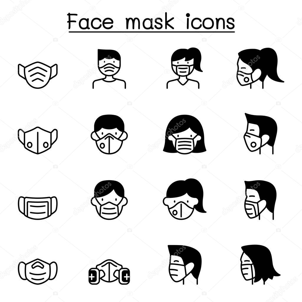 Face mask protection virus icons set vector illustration graphic design