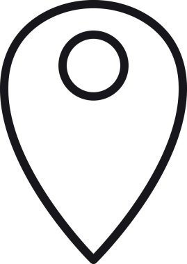 konum, harita, adres simgesi. Yer belirleme ve navigasyon için işaret simgesi çizimi. ince çizgi biçiminde