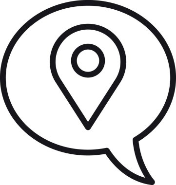 konum, harita, adres simgesi. İletişim için konuşma baloncuğu dizaynı. ince çizgi biçiminde