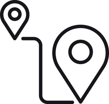 konum, harita, adres simgesi. Harita işaretleri bir rota ya da istikameti gösteriyor. ince çizgi biçiminde