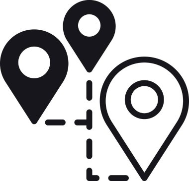 konum, harita, adres simgesi Harita işaretleyicileri navigasyon veya konum izlemesini gösteren noktalı bir çizgi ile bağlandı.