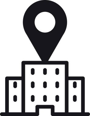 konum, harita, adres simgesi konum simgesi tasarımlı bina.