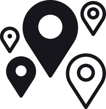 konum, harita, adres simgesi konum simgelerinin çeşitli boyutlarda ve biçimlerde simgeleri.