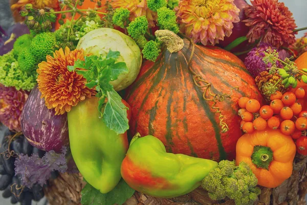 Variété Légumes Dans Panier Sur Marché Stillife — Photo