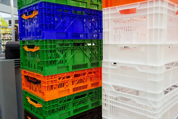 Caja Contenedores Colorida Cesta Plástico Apilar Negocio Logístico — Foto de Stock
