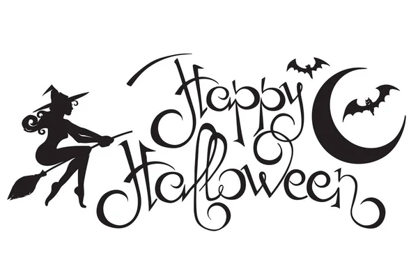 Happy Halloween Tekst Hand Getekende Vector Kalligrafie — Stockvector