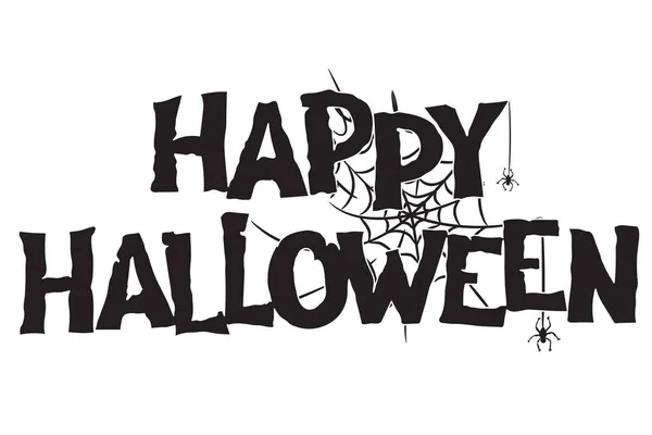 Feliz Halloween Texto Escrito Mano Tela Araña Dibujado Mano Caligrafía — Archivo Imágenes Vectoriales