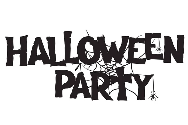 Halloween Party Handwritten Text Spiderweb Hand Drawn Hand Drawn Vector — Stock Vector