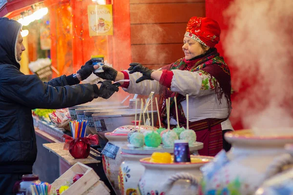 Київ Україна Грудня 2018 Вулиця Ярмарку Софійській Площі Переддень Нового — стокове фото