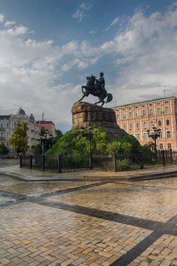 Bogdan Khmelnitsky Sofia kare üzerinde anıt. Kiev, Ukrayna
