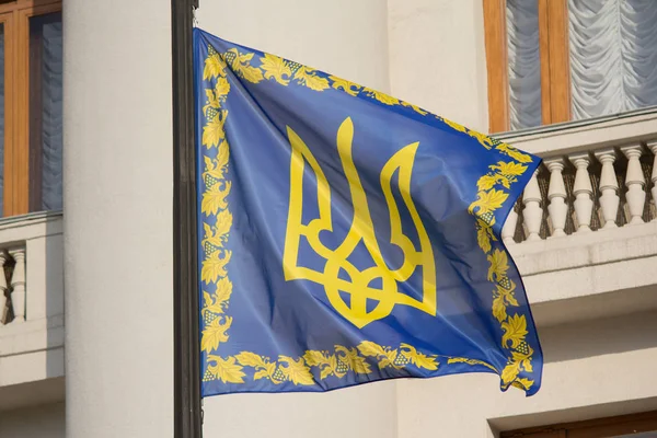 Padrão do Presidente da Ucrânia no edifício da Administração Presidencial da Ucrânia. Kiev, Ucrânia — Fotografia de Stock