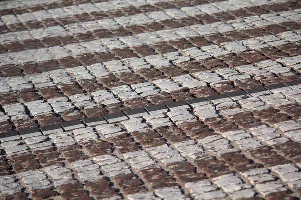 Strips of the above-ground crossing on a stone pavement. Backgrounds and textures — Stock Photo, Image