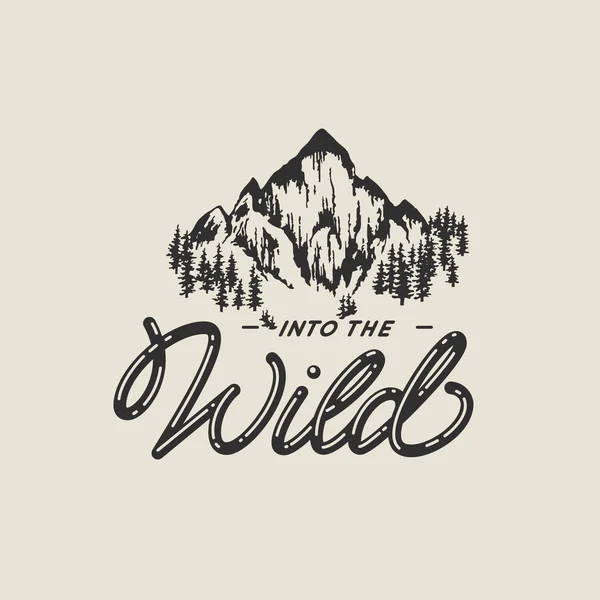 Dans Nature Affiche Typographique Avec Texte Montagnes Illustration Vectorielle — Image vectorielle