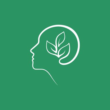 Yeşil eko baş düşünüyorum. Vektör simgesi.