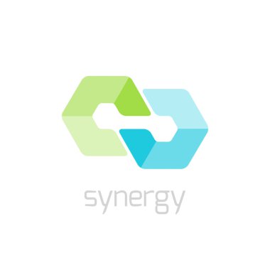 Sinerji soyut vektör simgesi.