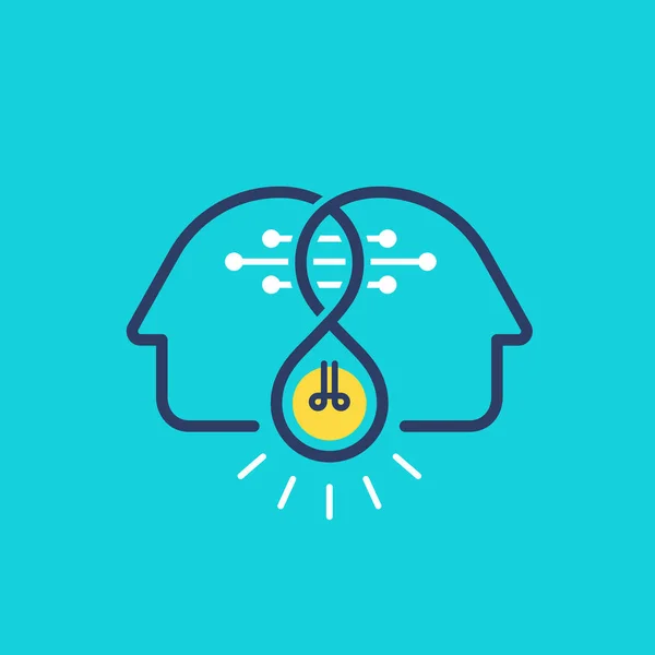 Twee Gezichten Met Gloeilamp Profiel Brainstormen Infographics Vectorillustratie — Stockvector