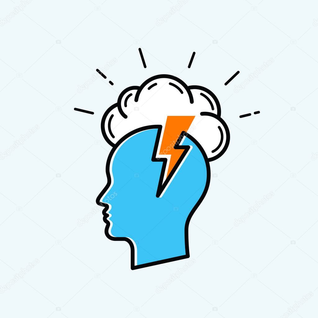 Brainstorm concept. Business and education idea, innovation and solution icon.
