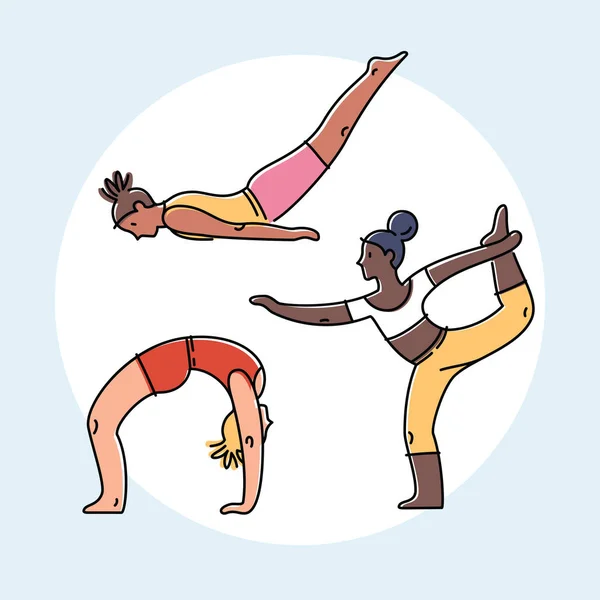 Conjunto Posturas Yoga Diseño Plano Vector Colorido Ilustración — Archivo Imágenes Vectoriales