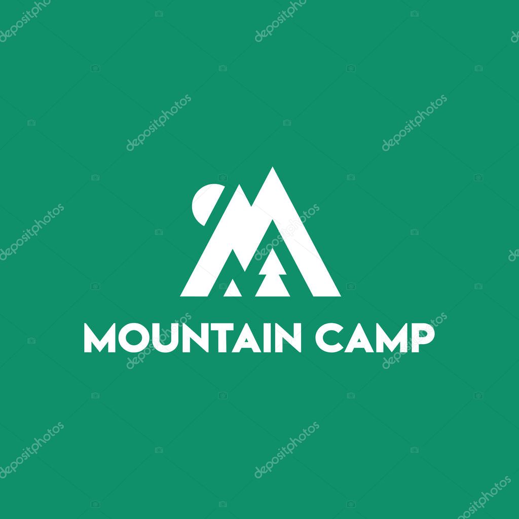 Mountain camp vector icon.