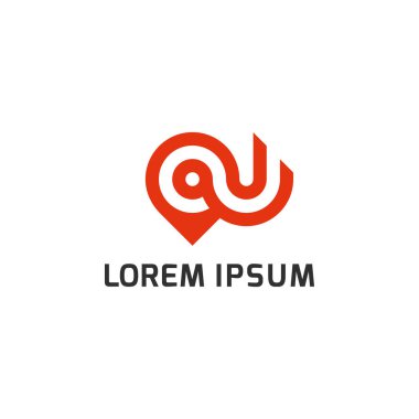 Pin sembolü ile Ou monogram. Macera seyahat vektör simgesi tasarımı.