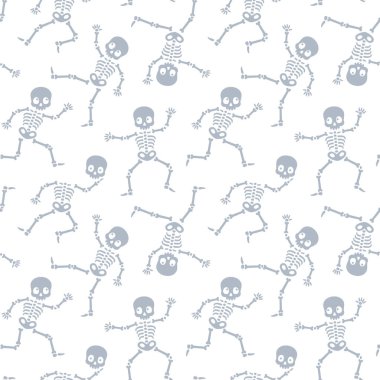 İskeletleri farklı pozlarda olan kusursuz vektör deseni