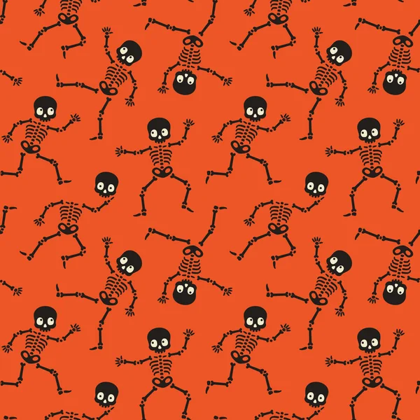 Skeleton Silhouettes Seamless Vector Pattern Halloween — Stock Vector